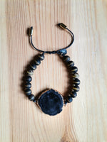 Load image into Gallery viewer, Myra statement Stone Bracelet ~ Black stripe
